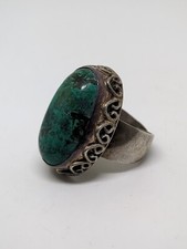Vintage Sterling Silver 925 Israel Turquoise Ring Size 6 Adjustable