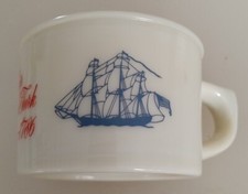 Vintage Shaving Mug Old Spice Shulton Ship Grand Turk Salem 1786 Custard Glass