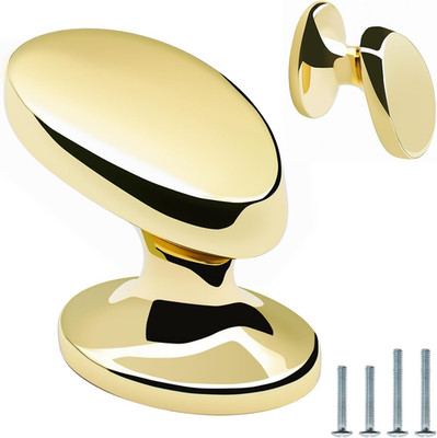 4 Pack Cabinet Knobs Polished Gold Solid Zinc Alloy Polished Brass Pulls for Dre
