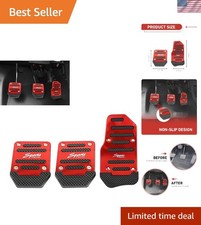Anti-slip 3pcs Car Pedal Cover Set - Red Rust-proof Metal For Manual Cars