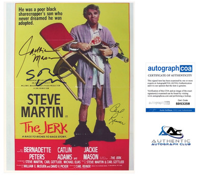 STEVE MARTIN JACKIE MASON CARL REINER AUTOGRAPH SIGNED THE JERK PHOTO 8.5X11 COA