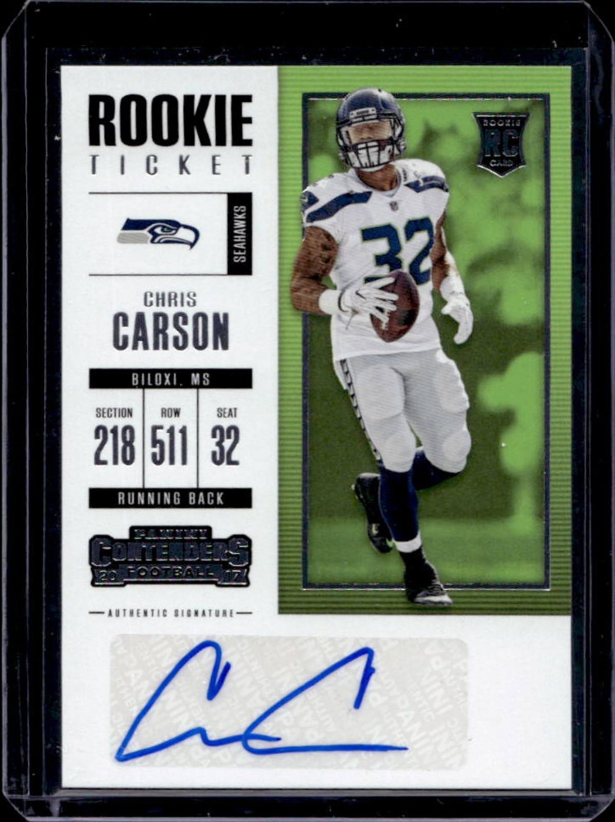 Chris Carson Panini Contenders #187 Autograph