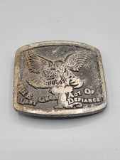 Vintage 3" The Last Act Of Defiance Metal Belt Buckle Great Falcon  Mouse