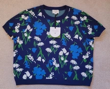 Kate Spade Target Floral Short Sleeve Crewneck Pullover Women's Sweater - 1X