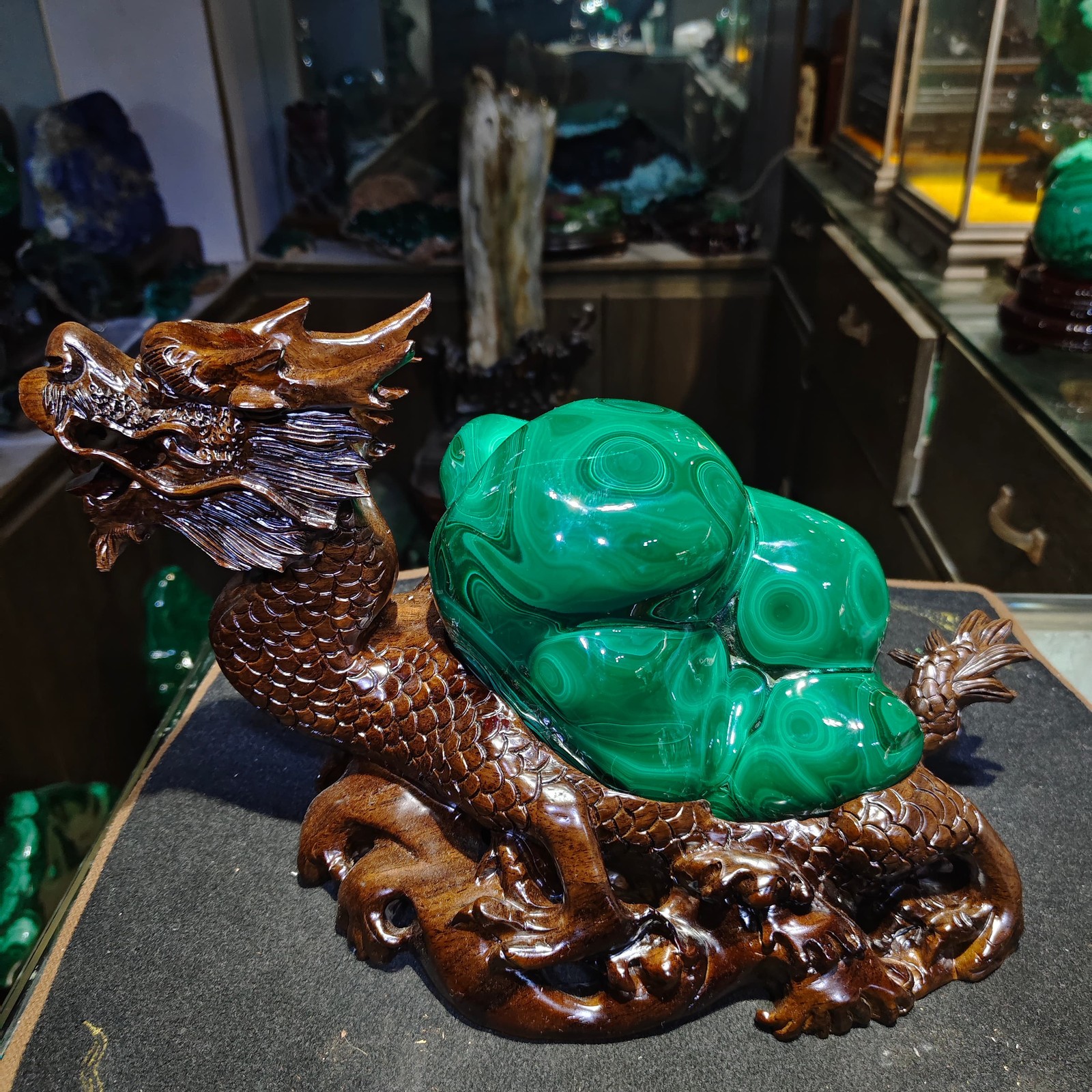 15.73LB Natural Malachite Quartz Mineral Specimen Crystal Reiki Home Decor+stand