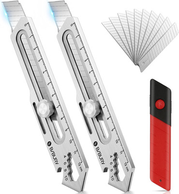 2 Stück Profi Cuttermesser, Edelstahl Universalmesser Mit Extra 10 SK5 18Mm Abbr