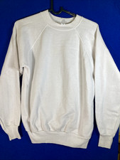 Vintage 80s Jerzees Blank White Crewneck Sweatshirt Men's Large Made in USA Vtg