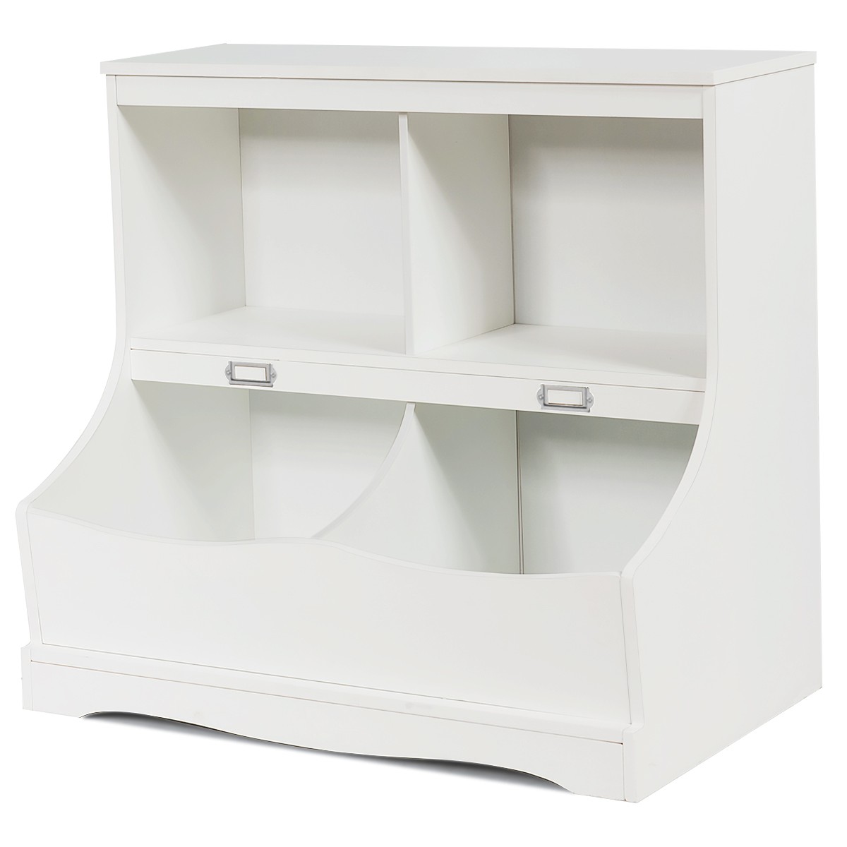 Children's Multi-Functional Bookcase Toy Storage Bin Kids Floor Cabinet White