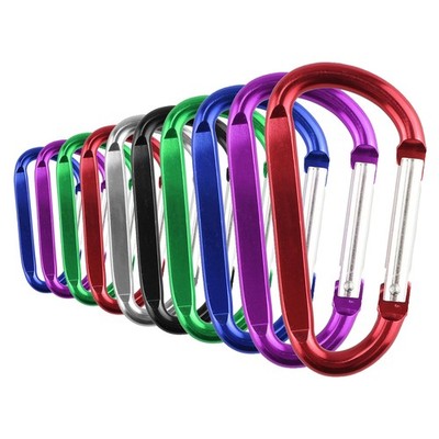 D Shape Carabiner 10P 20P, Snap Hook for Keys, Camping, Hiking, Multicolor