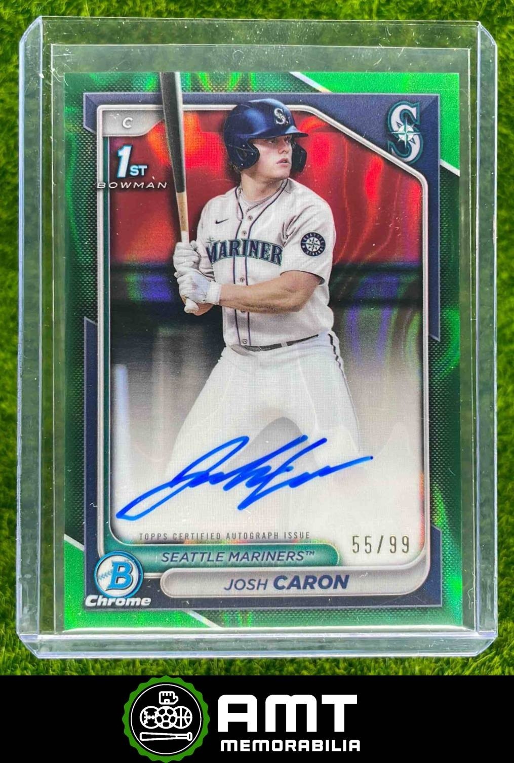 Josh Caron 2024 Bowman Draft 55/99 Chrome Prospect Auto Green Lava #CPA-JCA