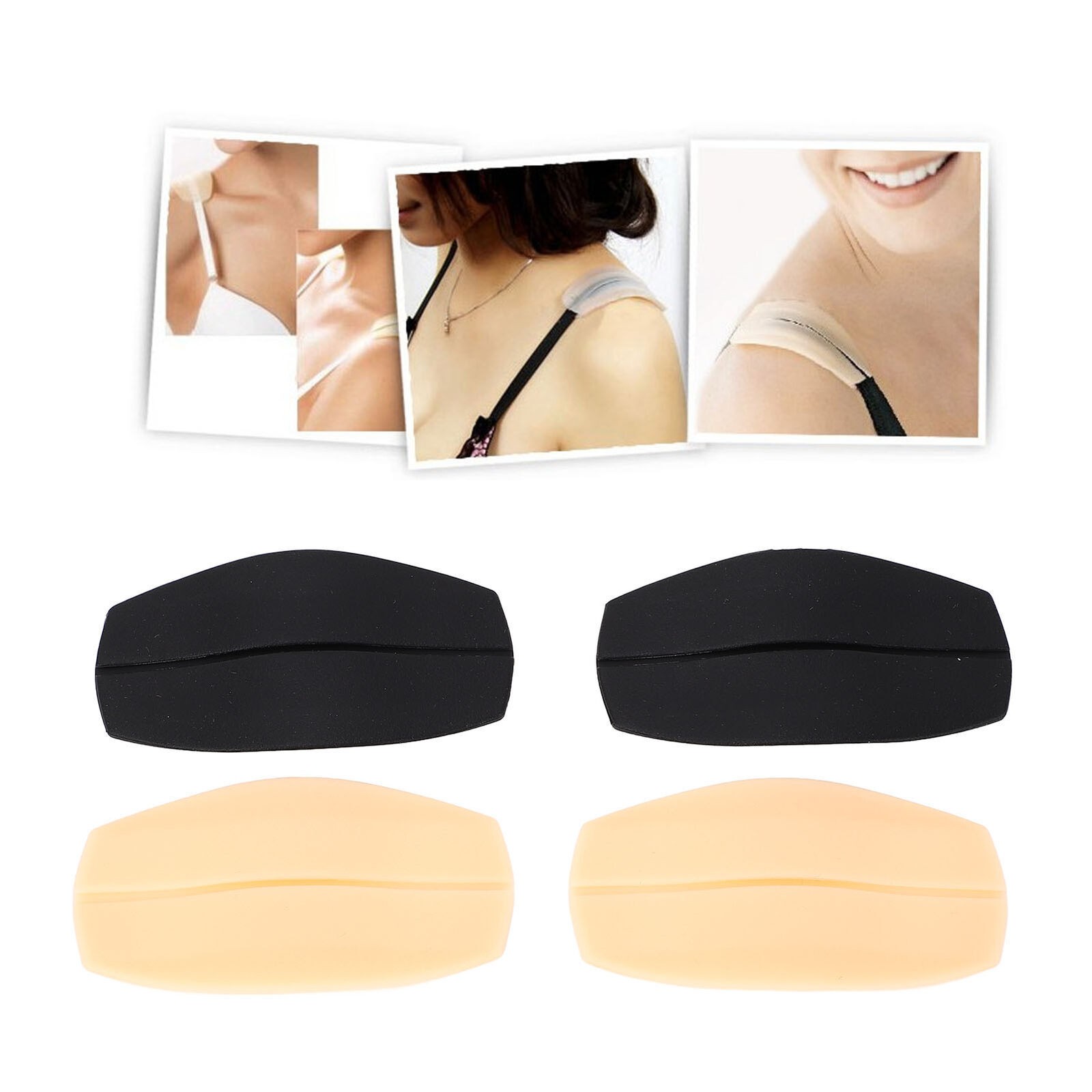 3 Pairs Bra Strap Pads Silicone Non Slip Shoulder Cushions Holder