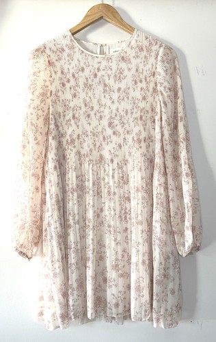 Wilfred Aritzia Minikleid weiß rot Blumen Daydreamer Plissee Größe S - Bild 2 von 6