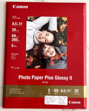 Canon Photo Paper Plus Glossy II 8.5" x 11" PP-201 - 20 Sheets - New Sealed