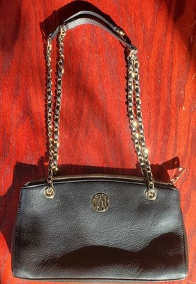 DKNY Black Leather Chain Shoulder Bag Crossbody