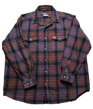 Wrangler Riggs Workwear Men's Heavy Weight Black Red Plaid Flannel 2XL Cotton