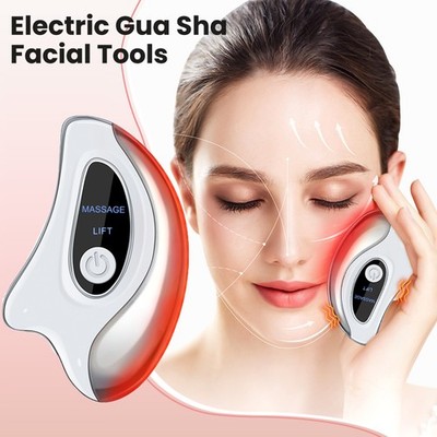 Electric Gua Sha Facial Tool Red Light Heat Vibration Face Neck Lifting  Massager