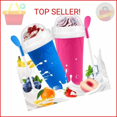 FANS-ONE Slushie Cup, 2 Pack Slushy Maker Cup, DIY Magic Squeeze Cups for Juice