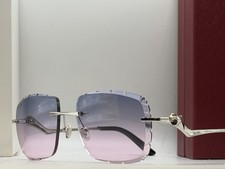 Cartier Panthere 60mm Diamond Cut Gradient Blue/Pink Lens Sunglasses CT0120o