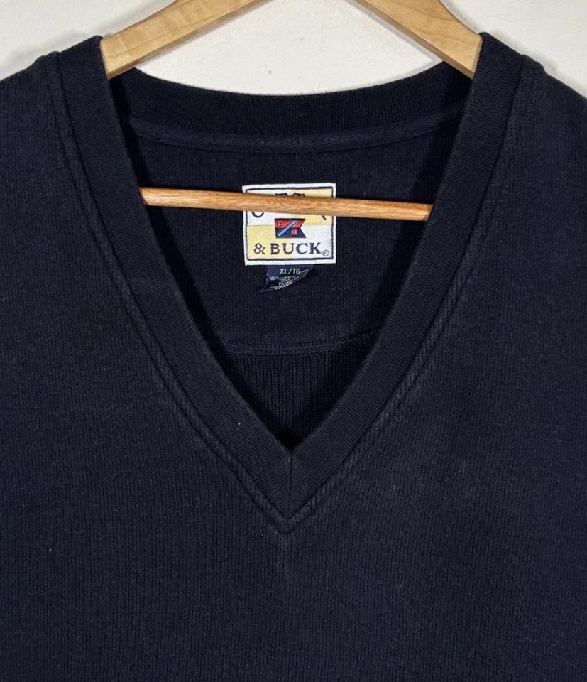 CUTTER & BUCK Mens XL Sweater Vest Navy Blue V-Neck Sleeveless Pullover Golf USA - Image 4 of 4