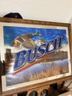 Vintage Busch Beer Mirror Bar Sign 1Made In USA 22.5 x 19 Inches Duck/goose ?
