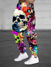 Cartoon Devil Head Explosion Vivid Ink 3D All Over Print Sweatpants