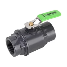 4" Plastic ball valve with stainless steel lever handle, slip end, Gray sch.80