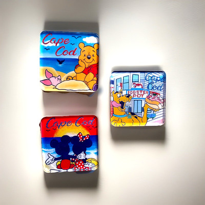 Cape Cod MA Set of 3 Handmade Acrylic Magnets Mickey Minnie Pooh Scooby Souvenir