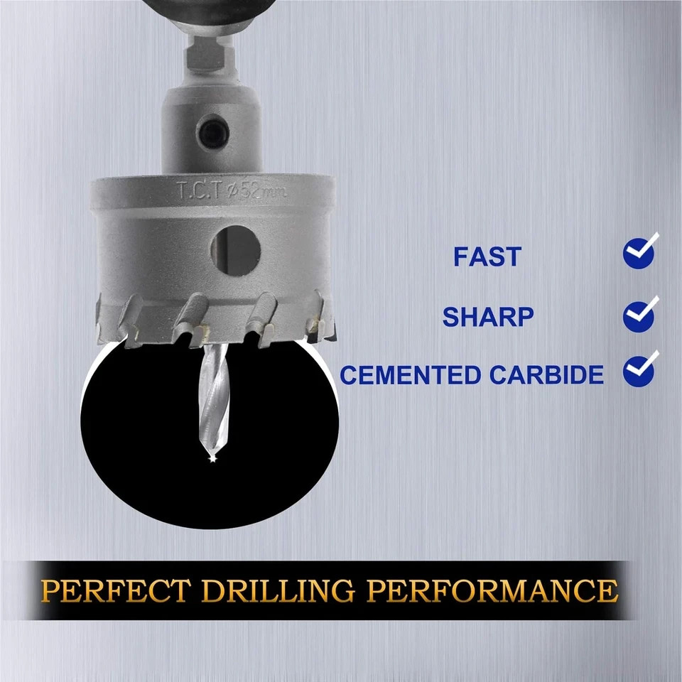 Hordion 2 1/16 Inch 52Mm Carbide Hole Saw Cutter For Metal And Plastic
