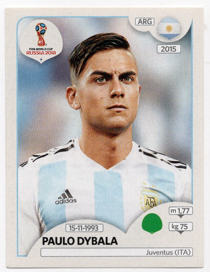 #289 Paulo Dybala Argentina Panini FIFA World Cup Russia 2018 Sticker