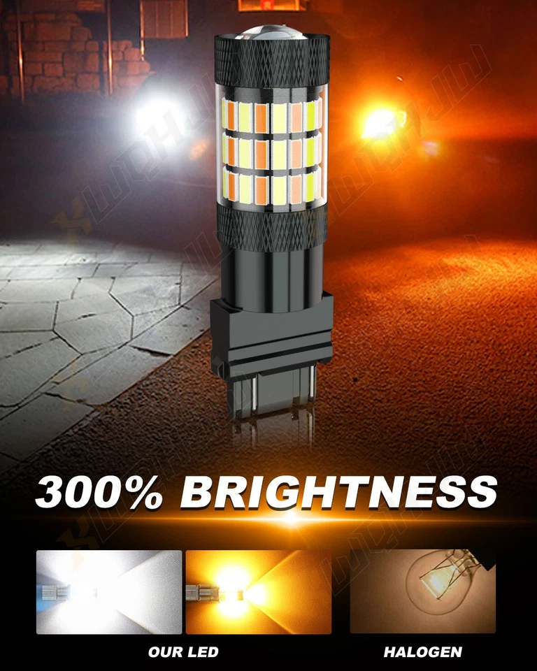 2x Doble Color 3157 Bombilla LED Switchback Blanco/Ámbar DRL Luz de Señal de Giro Canbus Foto 2 de 4