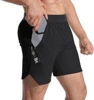 Herren Sportshorts Laufhose Kurze Hose Fitness Training Taschen Schwarz Gr. M