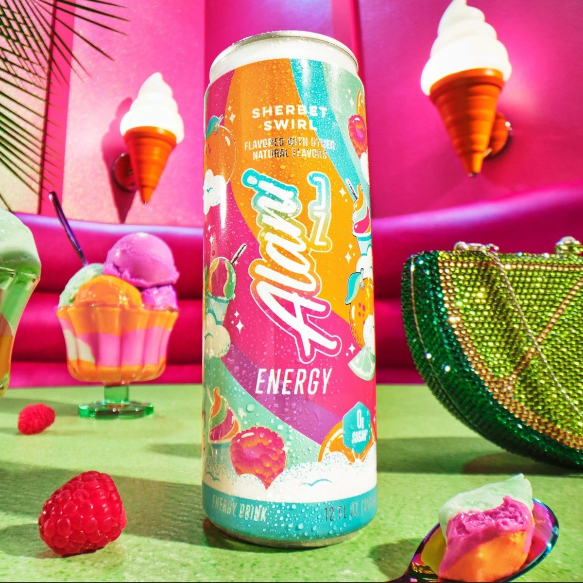 Alani Nu Sherbet Swirl Energy Drink 12oz (12Pack) Limited Edition