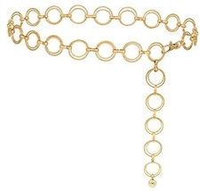 Women's Chain Belt Metal Waist Belt Chunky Belly Link S: 41.3 in O-ring Gold