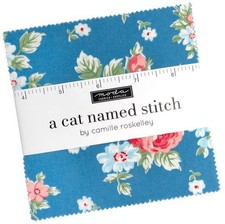 A Cat Named Stitch Moda Charm Pack, 100% Cotton 5-inch Precut Squares (42 pcs)