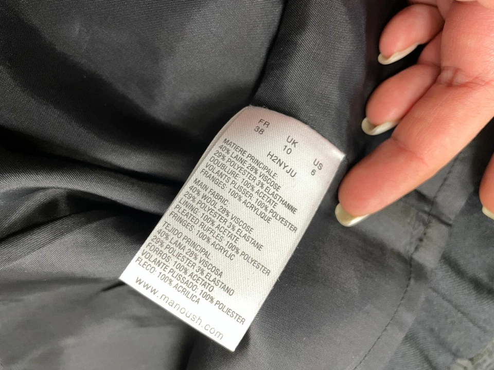 MANOUSH Talla FR 38 / DE 36 - S Mujer Mini Falda 40% Lana Negro Bordado Foto 3 de 4