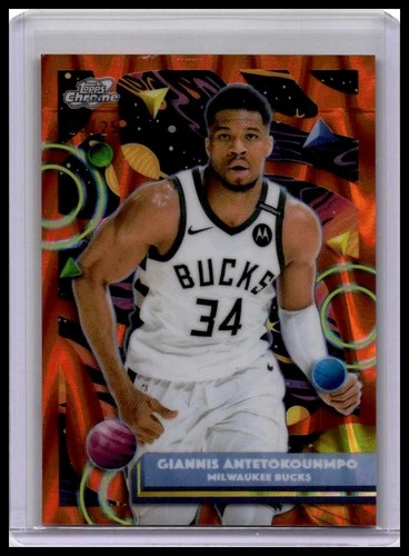 2025-26 Topps Chrome Cosmic #190 Giannis Antetokounmpo Orange Galactic /25