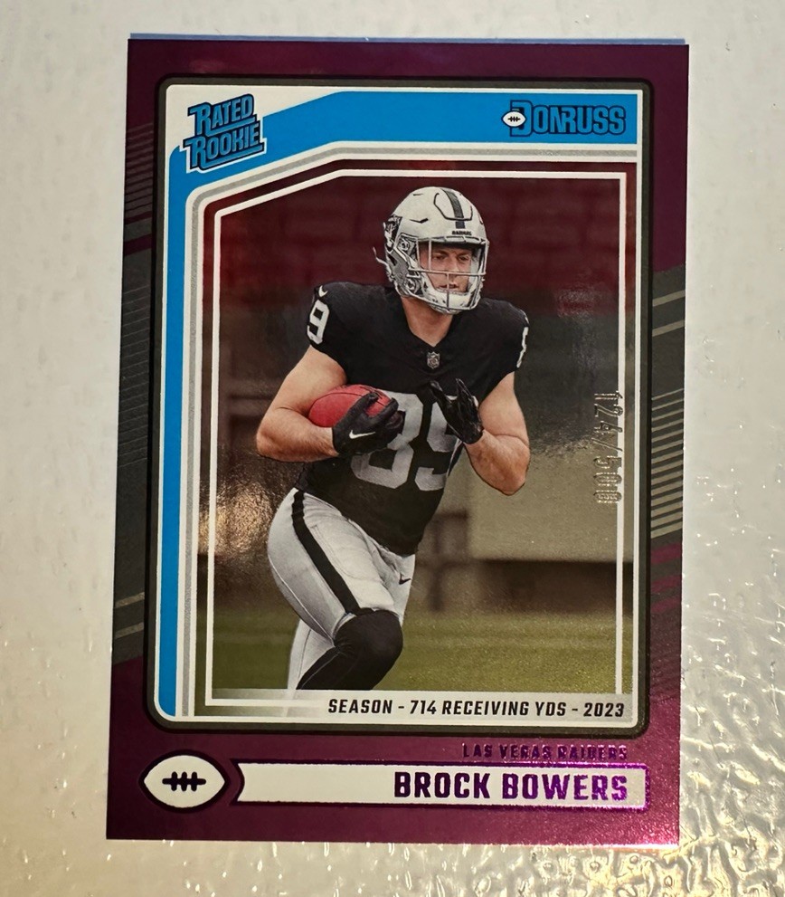 2024 Panini Donruss - Rated Rookie Brock Bowers #394 Season Stat Line /500 (RC)
