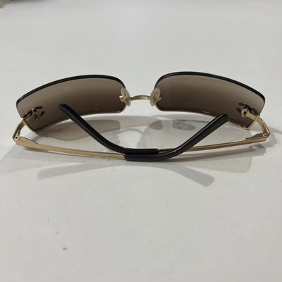 CHANEL 4104-B Sunglasses Rimless Gold Frame Rhinestone c.125/13 62