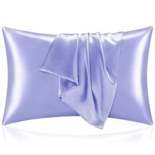 King Size Satin Pillowcase, 2 Pack With Envelope Closure, Purple