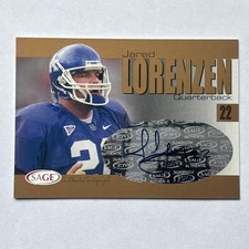 SAGE 2004 Jared Lorenzen GOLD /170 Kentucky Wildcats Auto Rookie Card A26. rookie card picture