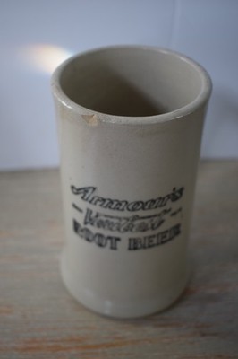 Antique Soda Fountain Stoneware Mug Advertising Armour's Veribest Root Beer
