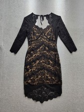 Venus Women Dress S Black Lace Overlay Knee Length Keyhole Back Evening Party