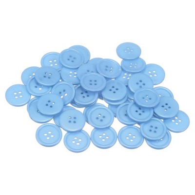 80pcs 36L Sewing Buttons 7/8'' Resin Round Flat 4-Hole Craft Buttons, Light Blue
