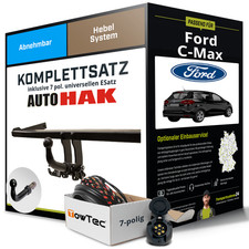 Für FORD C-Max II Typ DXA,CB7 Anhängerkupplung abnehmbar +eSatz 7pol uni 10- NEU