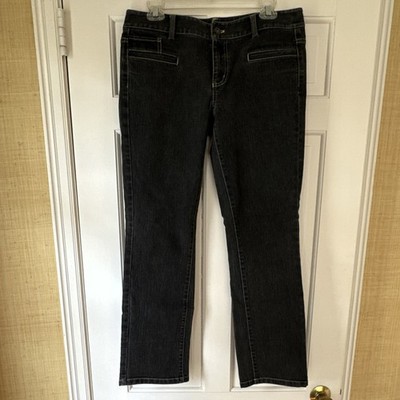 Sigrid Olsen Women's Straight Black Denim Jeans Dark Wash Cotton Blend
