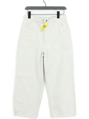 & Other Stories Damen Hose UK 12 Creme 100% Baumwolle Weites Bein Chino