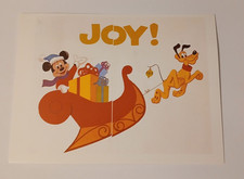 Walt Disney Mickey Mouse Pluto Santa Sleigh Joy Christmas Card Hyperion Postcard