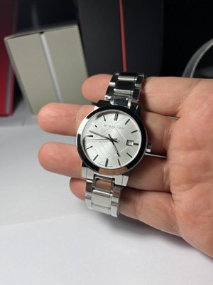 BURBERRY バーバリー The City BU9000 Burberry BU9000 The City Large Check Silver Tone Mens Swiss