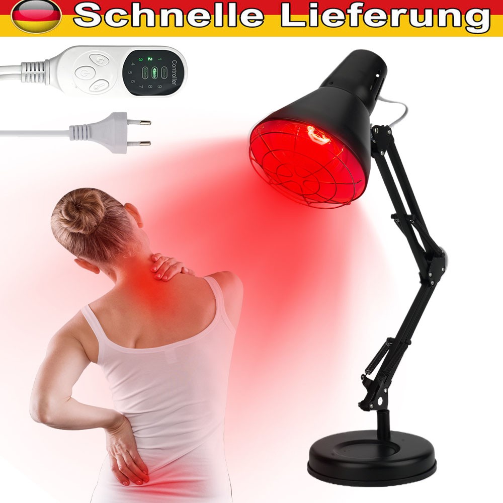 Infrarot Wärmelampe 600-1400nm - Stabiler Sockel neigbar Timer für Nacken Lende