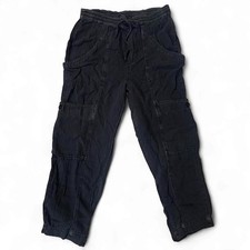 Free People Black Gray Cargo Pants Size M Adjustable Waist Utility Gorpcore